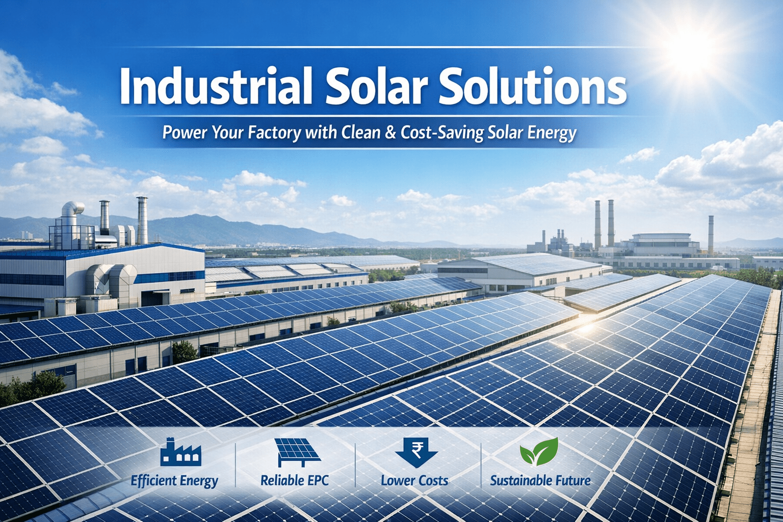 Industrial solar energy solutions for factories